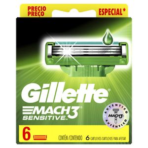 Carga Para Aparelho De Barbear Gillette Mach3 Sensitive 6 unidades