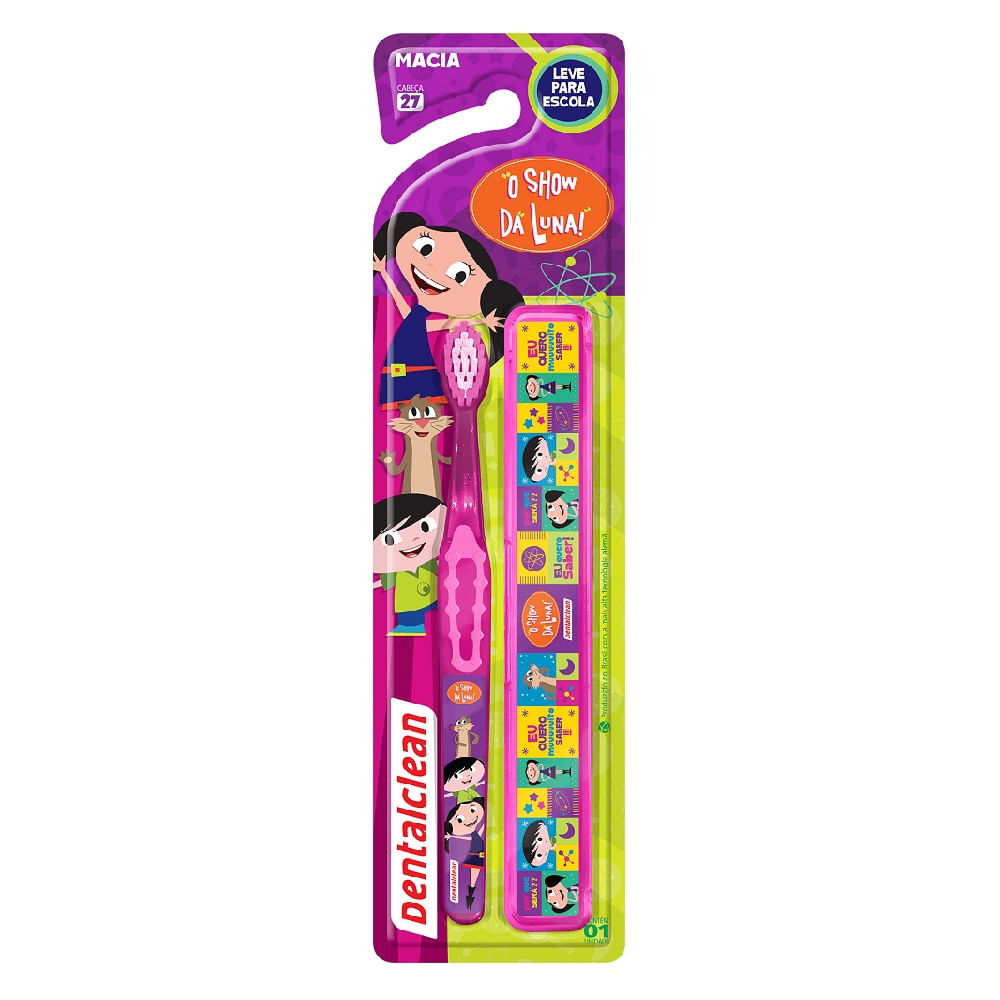 Kit DentalClean Show Da Luna Infantil 1 Escova Dental + 1 Estojo Dental