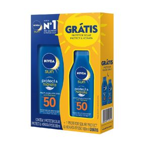 Kit Protetor solar Nivea Sun Protect & Hidrata FPS50 200ml +Protetor solar Grátis Protect & Hidrata FPS50 100ml