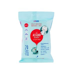 Lenços umedecidos Assoarbaby com soro fisiológico 20 unidades