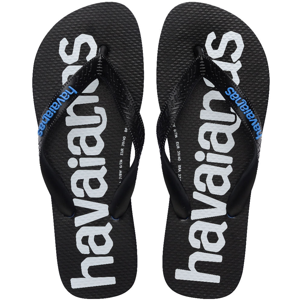 Sandália Havaianas Logomania2 Preto/Azul Brilhante 41/42