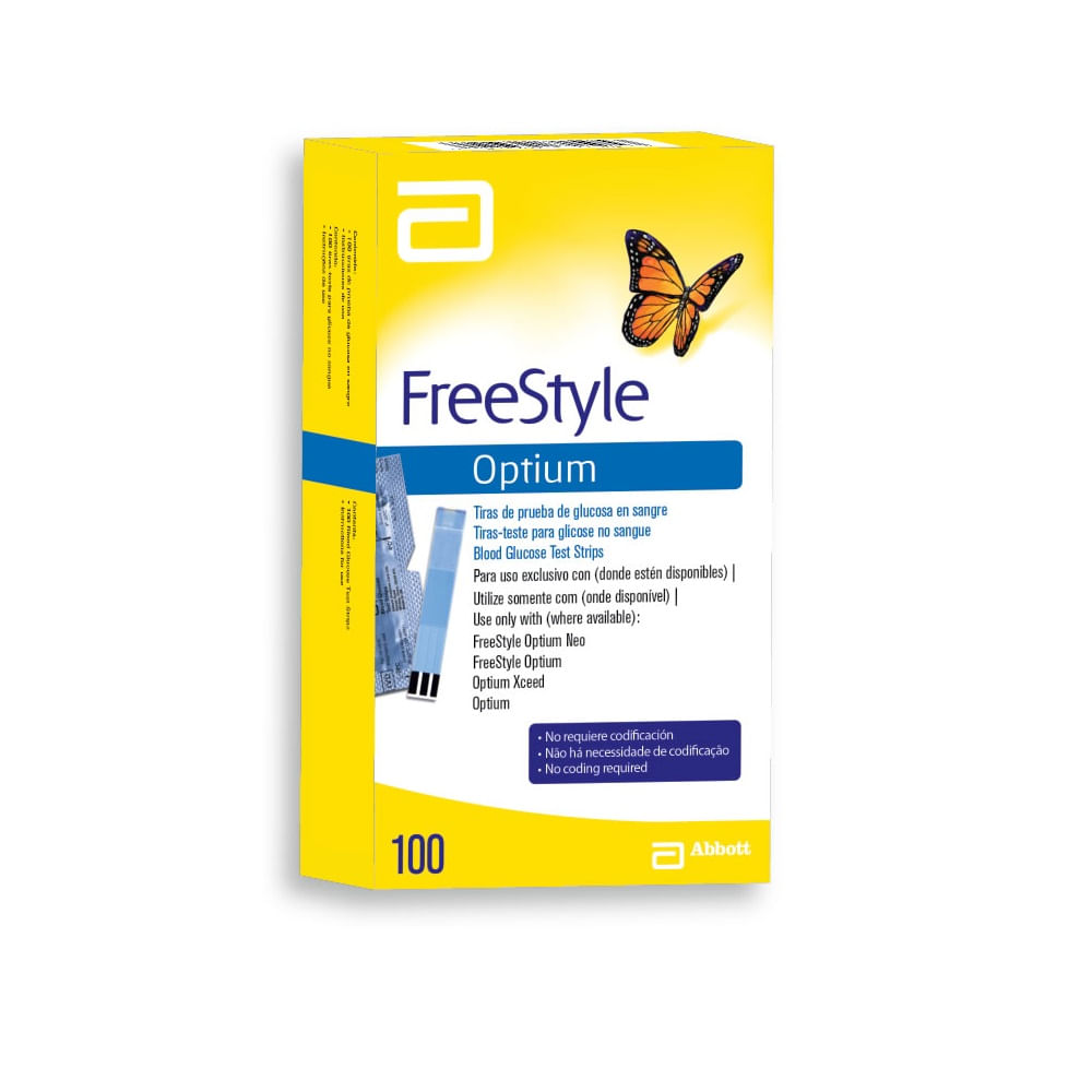 Tiras Teste Medidor de Glicemia Freestyle Optium Glicose 100 Tiras