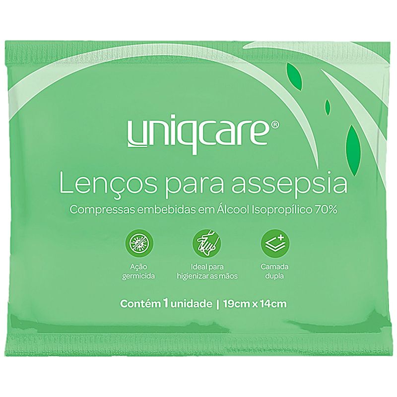 Lenços para Assepsia Uniqcare 19x14cm - 50 unidades