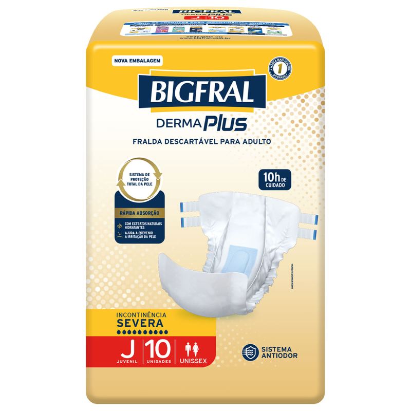 Fralda Bigfral Derma Plus Tamanho Juvenil 10 Unidades