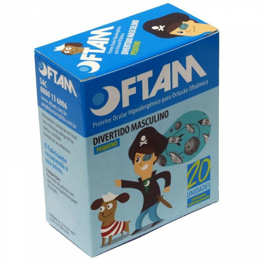 Protetor Ocular Divertido Masculino Tamanho Pequeno Oftam 20 Unidades