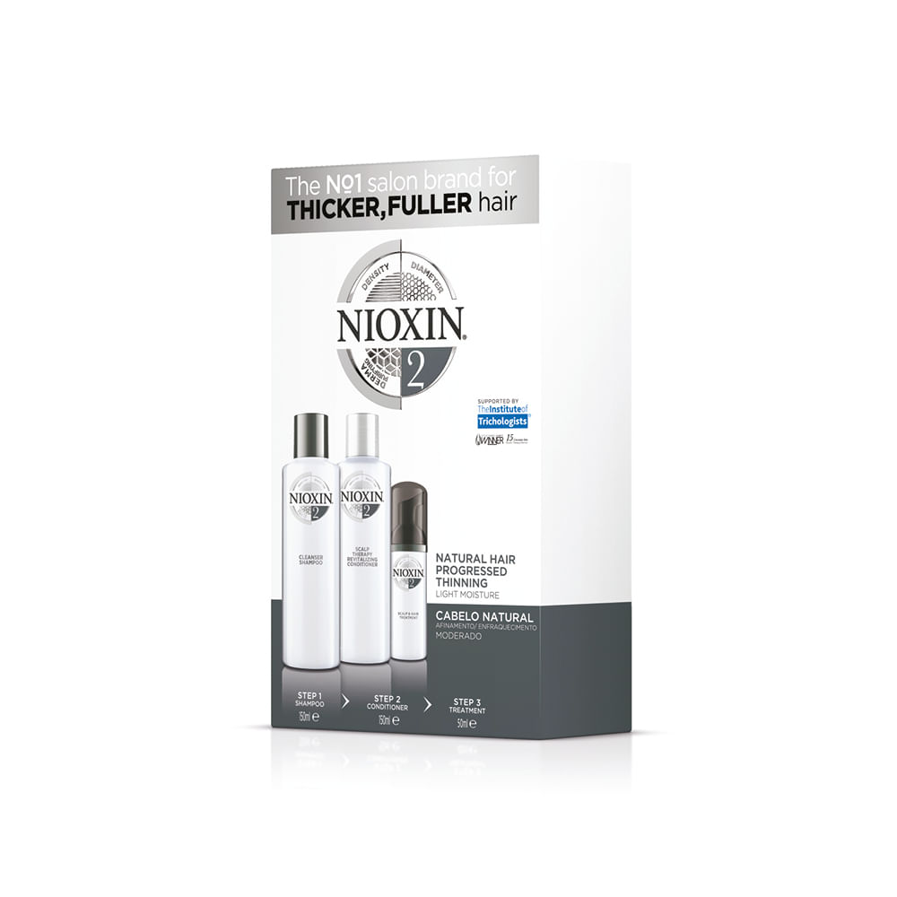 Kit Shampoo Nioxin Sistema 2 150ml + Condicionador 150ml + Leave in 50ml