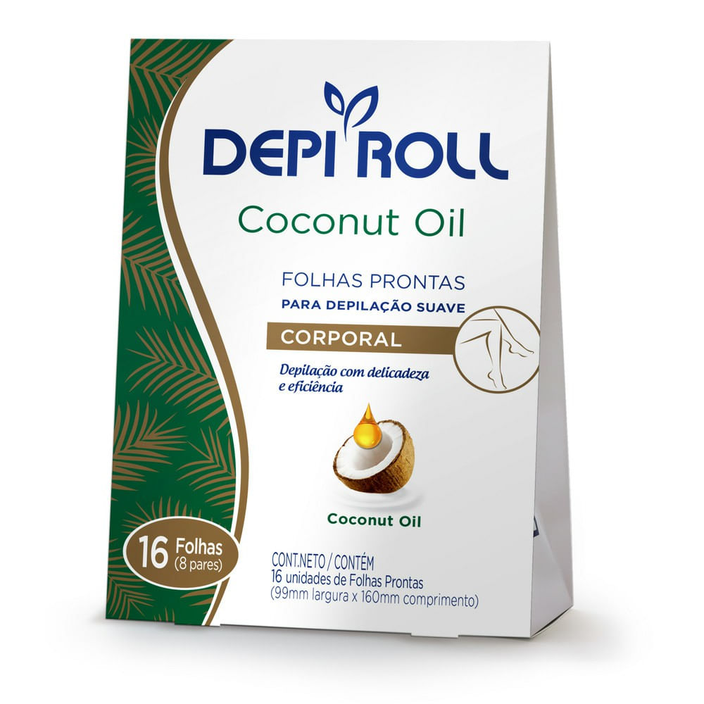 Folhas Depilatórias Prontas Corporal Depi Roll Coconut Oil 16un