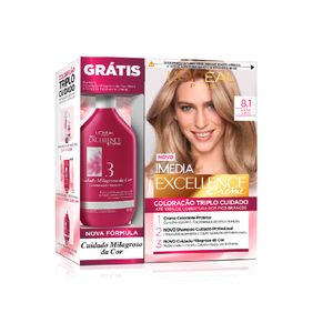 Tintura L'Oréal Paris Imédia Excellence Creme Louro Sueco 8.1 + Tratamento Cuidado Milagroso Da Cor 50ml