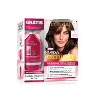 Tintura L'Oréal Paris Imédia Excellence Castanho Natural 4 + Tratamento Cuidado Milagroso Da Cor 50ml