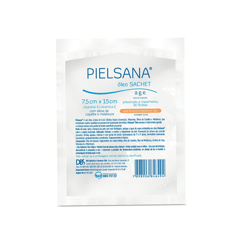 Gaze de Rayon Pielsana Embebida em Óleo Sachet 7,5x15cm 1 unidade
