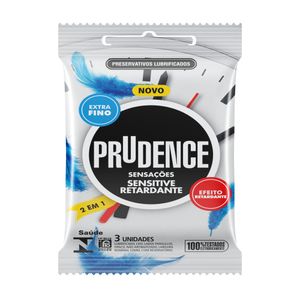 Preservativo Prudence Sensações Sensitive Retardante 2 Em 1 3 unidades