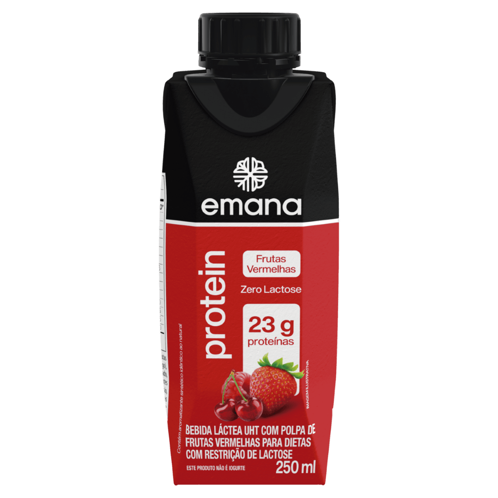 Bebida Láctea Emana Protein Zero Lactose Sabor Frutas Vermelhas 250ml