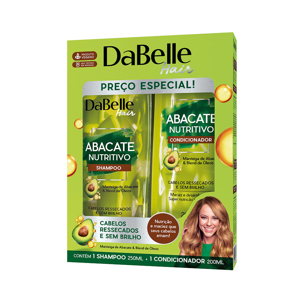 Kit Dabelle Hair Abacate Nutritivo Shampoo 250ml + Condicionador 200ml