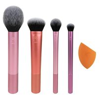 Pincéis Everyday Essentials Real Techniques 4 unidades + Esponja para maquiagem Real Techniques 1 unidade