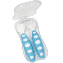 Colher Infantil Buba Azul 1 Unidade + Garfo Infantil Buba Azul 1 Unidade + Case