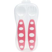Colher Infantil Buba Rosa 1 Unidade + Garfo Infantil Buba Rosa 1 Unidade + Case
