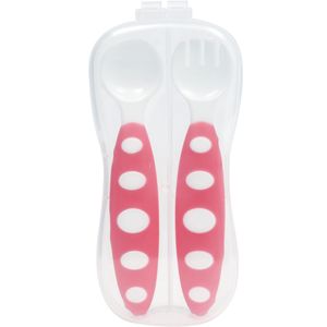 Colher Infantil Buba Rosa 1 Unidade + Garfo Infantil Buba Rosa 1 Unidade + Case