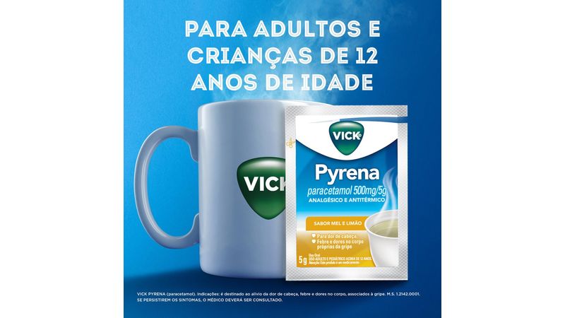 Ch para Gripe Vick Pyrena Sabor Mel e Lim o 500mg Drogaria Venancio