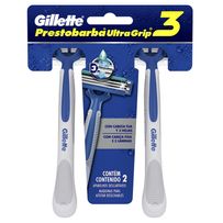 Aparelho de Barbear Prestobarba Gillete Ultragrip 3 masculino 2 unidades