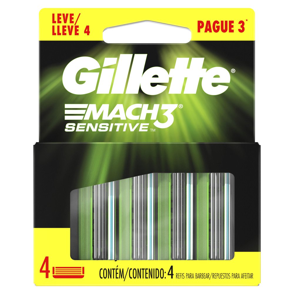 Leve 4 Pague 3 Unidades Carga Gillette Mach3 Sensitive