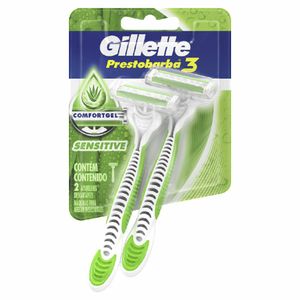 Aparelho De Barbear Descartável Gillette Prestobarba 3 Sensitive 2 Unidades