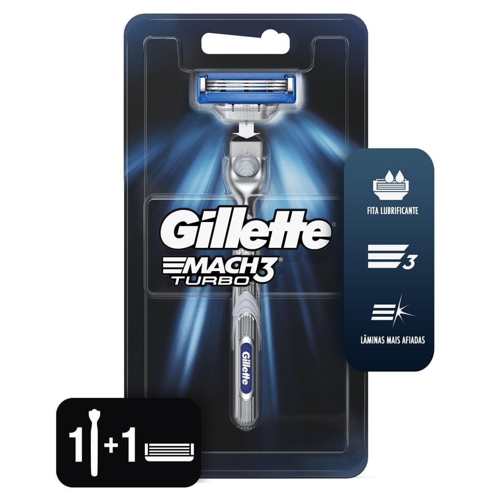 Aparelho De Barbear Gillette Mach3 Turbo Aloe Sensitive