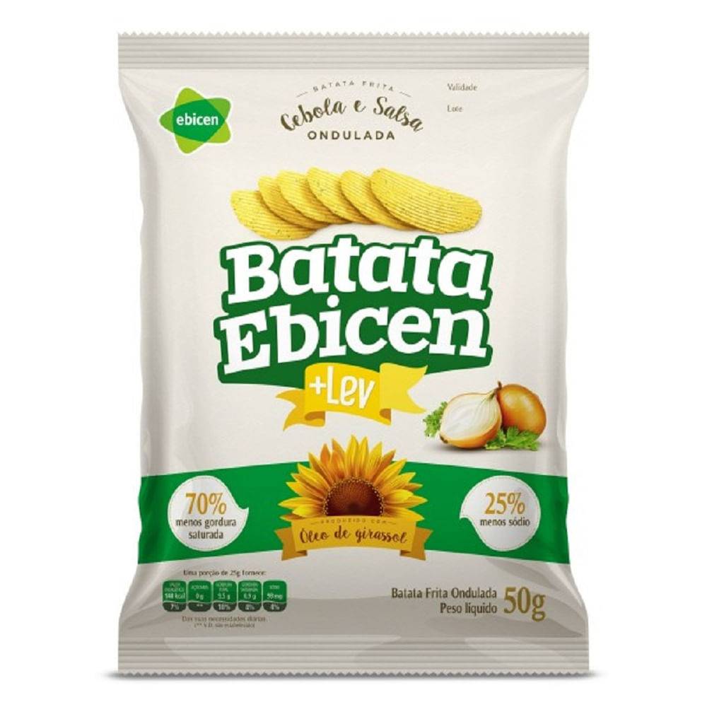 Batata Frita Ondulada Ebicen + Lev sabor Cebola e Salsa 50g
