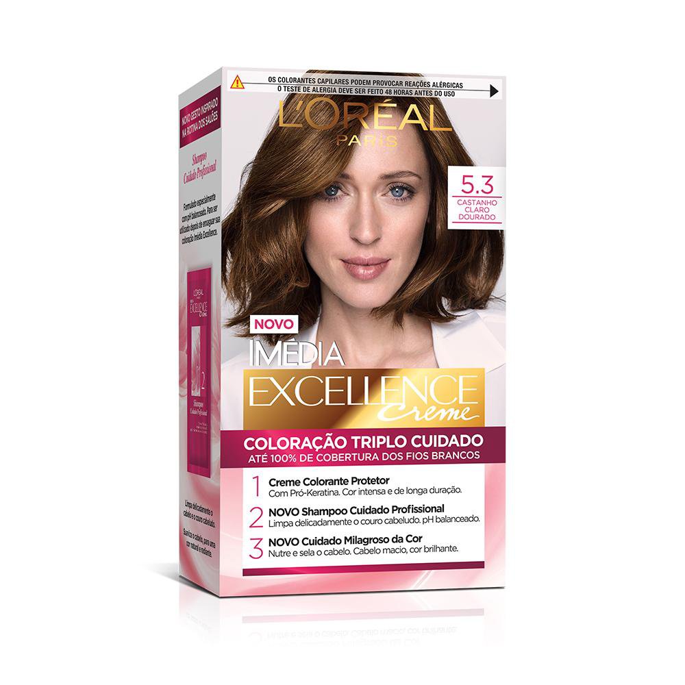 Tintura Loreal Imédia Excellence 5.3 - Castanho Claro Dourado