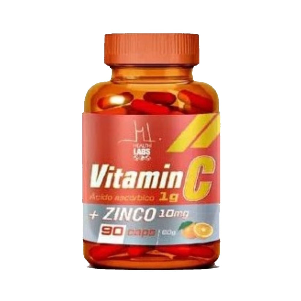 Vitamin C Ácido Ascórbico 1g + Zinco 10mg Health Labs 60g 90 Cápsulas