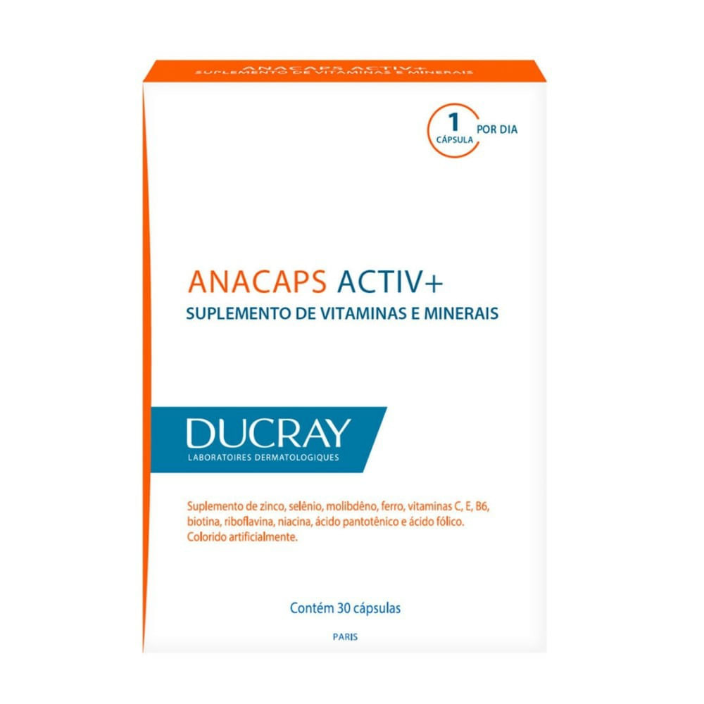 Suplemento De Vitaminas E Minerais Ducray Anacaps Activ+ 30 Cápsulas