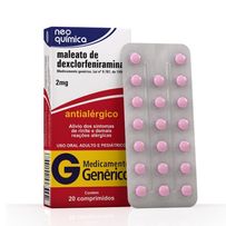 Maleato De Dexclorfeniramina 2mg Neo Química 20 Comprimidos