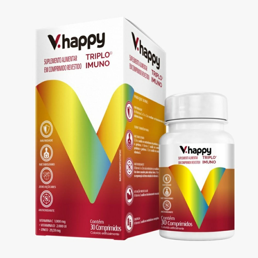 Suplemento Alimentar V.Happy Triplo Imuno 30 Cápsulas