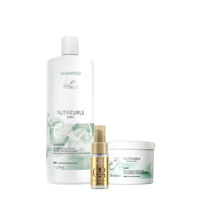 Wella Professionals Nutricurls Shampoo 1L+Máscara 500ml+Oil Reflections  30ml