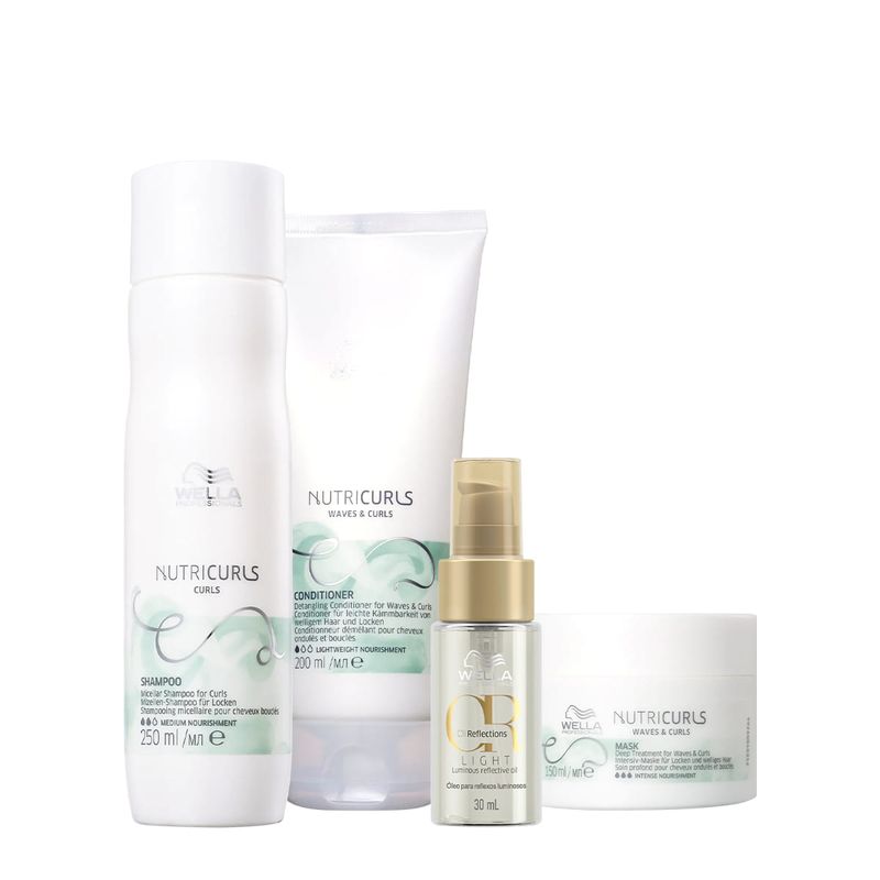 Kit Wella Professionals Nutricurls Home Care + Oil Reflections Light 30ml (4 produtos)