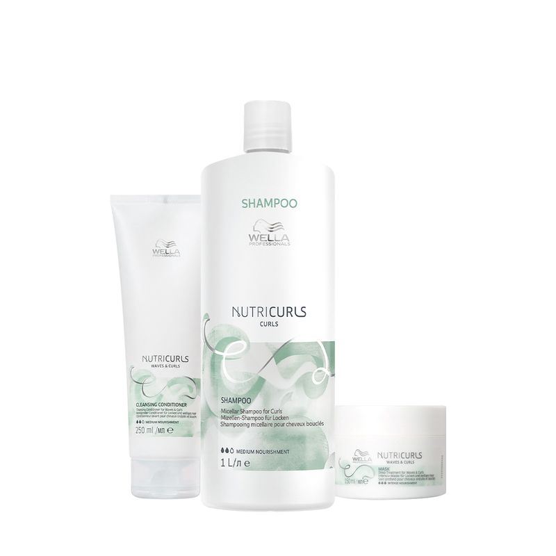 Kit Wella Professionals NutriCurls - Cuidado Essencial para Cachos (3 produtos)