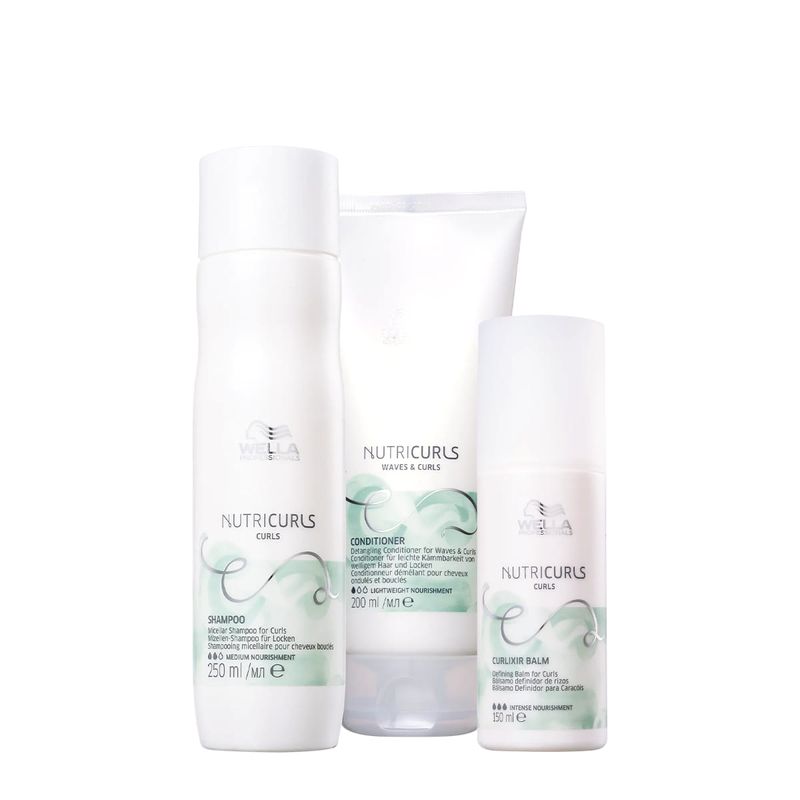Wella Professionals Nutricurls Shampoo 250ml+Condicionador 200ml+Leave-in 150ml