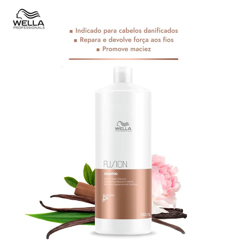 Kit Wella Professionals Fusion Shampoo Máscara Válvula Pump (3 produtos)