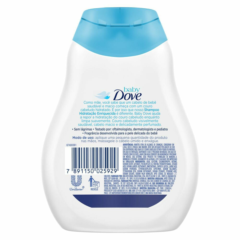 Shampoo Baby Dove Hidratação Enriquecida 200ml - Drogaria Venancio