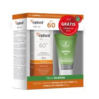 Kit Protetor Solar Episol Sec Oc Pele Oleosa Fps60 60g + Sabonete Líquido Epidac OC Pele Oleosa e Acneica 60ml
