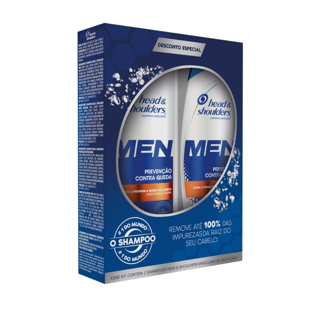 Kit Shampoo Head & Shoulders Men Prevenção Contra Queda 2 Unidades 200ml cada