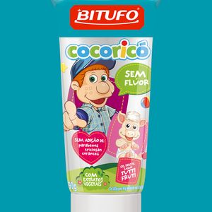 Gel Dental Bitufo Cocoricó Sem Flúor Sabor Tutti Fruti 90g