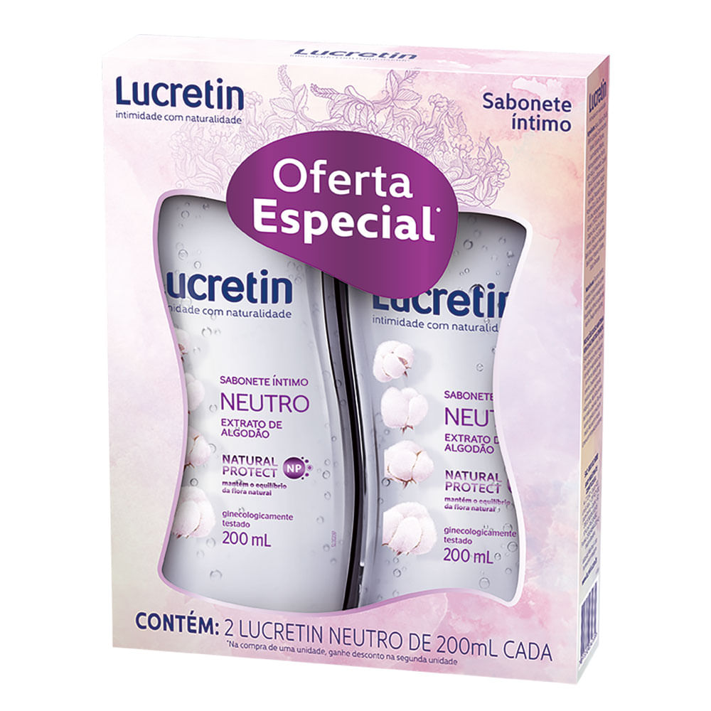 Kit Sabonete Líquido Íntimo Lucretin Neutro 2 Unidades de 200ml
