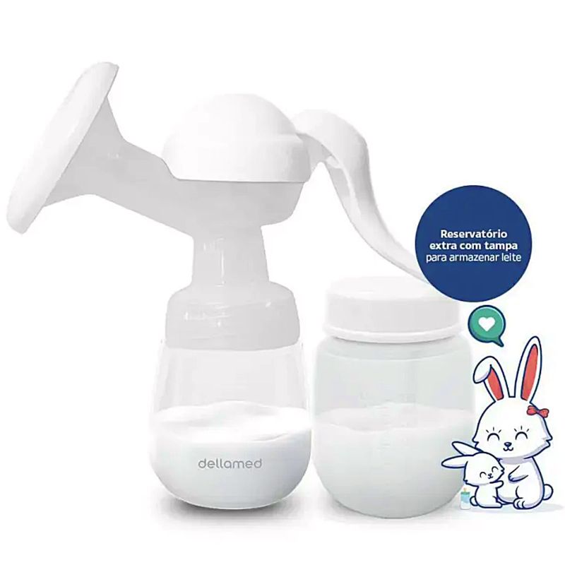 Bomba Tira Leite Manual 180Ml Dellamed Branco Livre de BPA