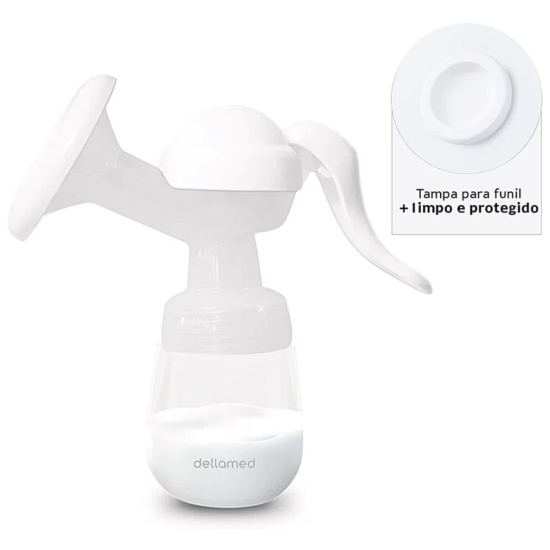 Bomba Tira Leite Manual 180Ml Dellamed Branco Livre de BPA