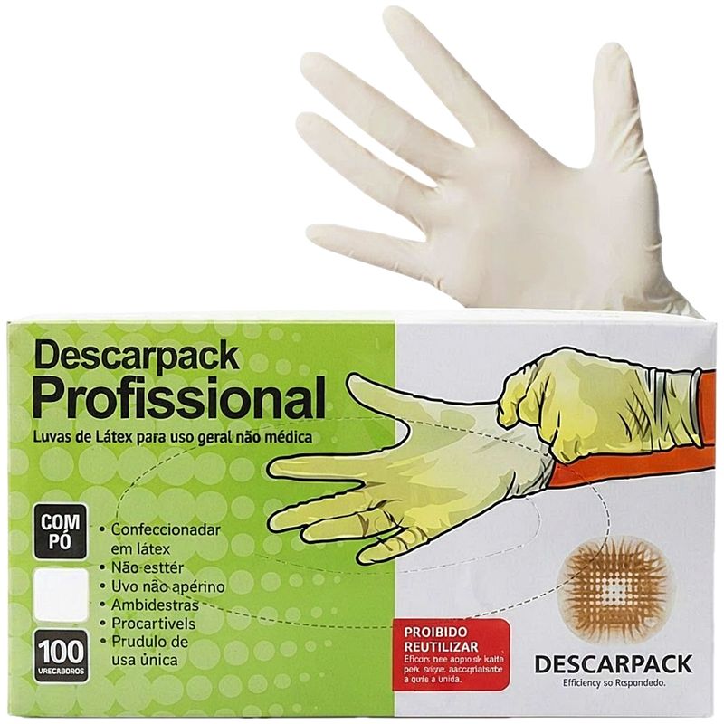 Luva Látex Descarpack Profissional com Pó Tam M 100 Luvas