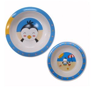 Kit Prato e Tigela Girotondo Baby Família Pinguim 2 Unidades