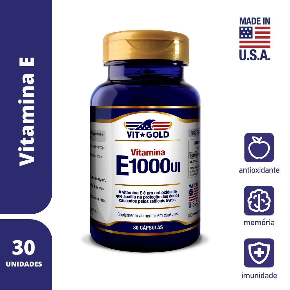 Suplemento Vitamina E 1000UI Vitgold 30 Cápsulas