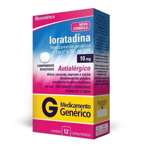 Loratadina 10mg Biosintética 12 Comprimidos Revestidos
