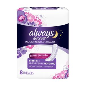 Absorvente Always Noturno Discreet Incontinência Urinária 8 Unidades
