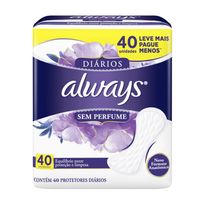 Protetor Diário Always Sem Perfume 40 Unidades